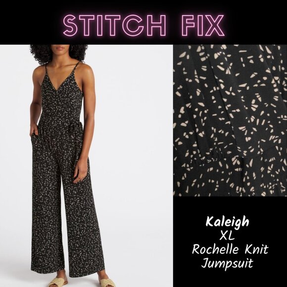 Kaileigh Pants - EUC✨KAILEIGH women's XL black & cream Rochelle Knit Jumpsuit from Stitch Fix